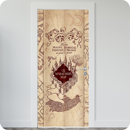 Vinilo Pared Puerta Harry Potter Mapa De Los Merodeadores