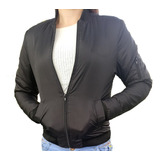 Chaqueta Chamarra Piloto Bomber Impermeable Dama Sport Negra