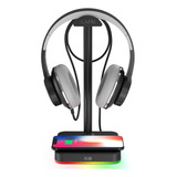 Kafri Soporte Para Auriculares Rgb Con Cargador Inalámbrico,