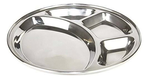 Bandeja Petisqueira Aço Inox Com 4 Divisórias 29cm Redonda