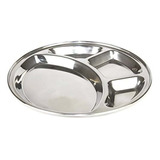 Bandeja Petisqueira Aço Inox Com 4 Divisórias 29cm Redonda