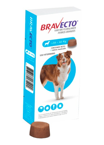 Bravecto Tab 20 A 40 Kg (azul)