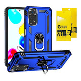 2 Micas + 1 Funda Rudo Con Anillo Para Xiaomi Redmi Note 11s