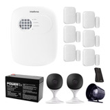 Kit De Segurança C/ Alarme E  2 Câmeras Wifi 6 Sensores Sf