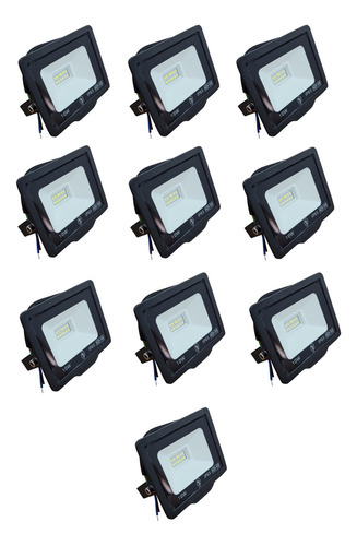 Pack X 10 Proyector Led 10w Nova Reflector Color De La Carcasa Negro Color De La Luz Blanco Frío 220v