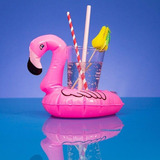 Bóia De Piscina Porta Copo Lata Flamingo Kit Com 6 Unidades