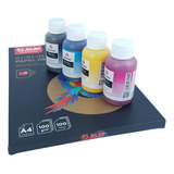 Kit 4 Cores Tinta Sublimática + 100 Fls Papel Jojo A4 Rosa