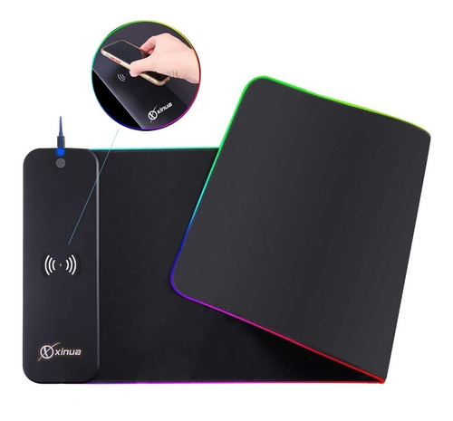 Mouse Pad Xinua Gamer 80x30 Rgb Carga Rapida Inalambrica Qi 