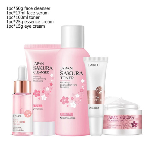 Cleanser Care Skin Cream Essence Face Set Sakura