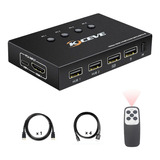 Conmutador Kvm Hdmi 4k + 4 Puertos Usb + Cables Y Control