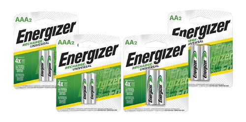 Pilas Recargables Energizer 2aa X2 Und Y 2aaa X2 Und (8 Pila