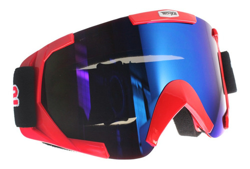 Goggle Techx2 Motociclista Rojo Mica Tornasol Ventilado Cros