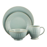 Lenox Ice Blue French Perle Groove Juego De 4 Lugares, 6.95 