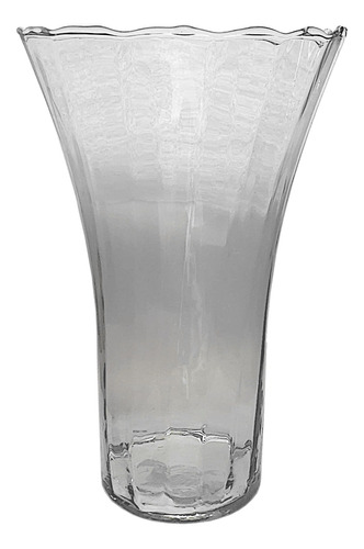 Vaso De Vidro Lírio Pequeno Rigado 14x22 Decoração Clássica