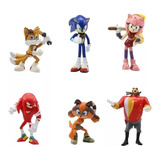 Kit 6 Bonecos Miniaturas Sonic Amy Decoração Action Figure