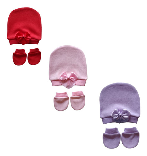 Kit 6 Peças - Touca + Luvas Bebê Prematuro Gorro Reborn