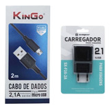 Carregador 2 Metros Para LG K22 Cabo Usb V8 E Fonte