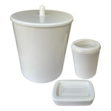 Kit Banheiro Lavabo Suporte Escova Sabonete Lixeira Cor Branco