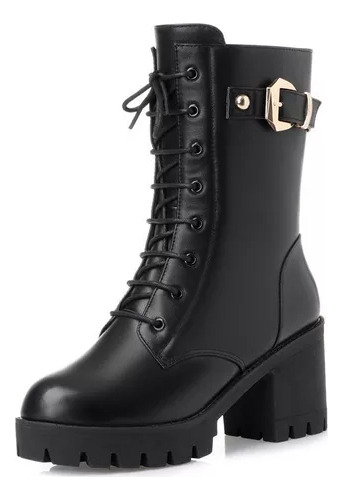 Botas Martin Impermeables Con Plataforma Para Mujer, Negro