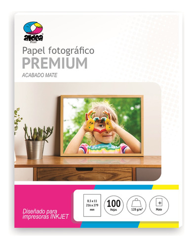 Papel Fotográfico Mate Calidad Premium Carta 128gr 100 Hojas