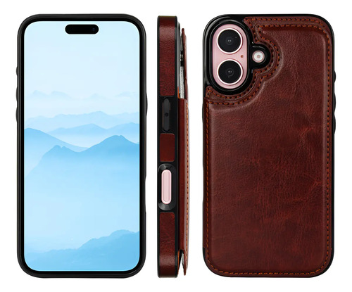 Capa Carteira Cartão P/ iPhone 16,16 Pro/16 Pro Max Couro