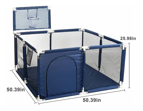 Corral Seguridad Bebes Con Aro De Basket 128cm Azul