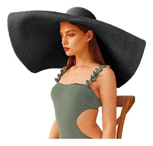 Sombrero De Ala Ancha Y Cuello En V Plegable Para Mujer