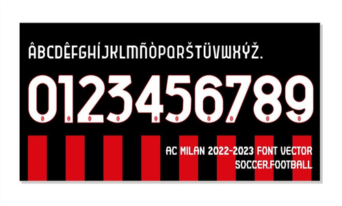 Tipografía Ac Milan Font Vector 2022-2023 Archivo Ttf, Eps