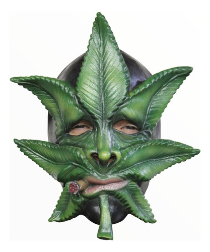 Máscara De Marihuana Weed Halloween Color Verde