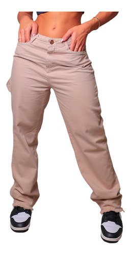 Calça Wide Leg Feminina Pantalona Cintura Alta Sarja Premium