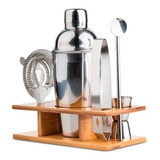 Set Ideal Barman X7 Piezas Coctelera 550 Ml Base De Madera