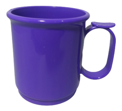 Jarro Mug X10 Vaso Plastico Recto 9cm Apoya Dedo Colores Asa
