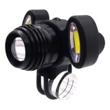 Farol Lanterna Bike 3 Focos Led Com Zoom Recarregável T6 Cor Preto