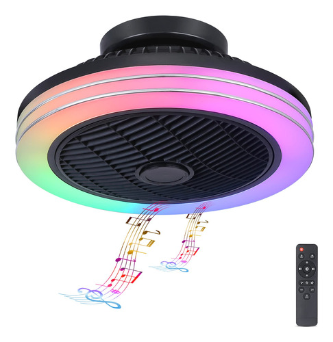 Ventilador De Techo Rgb Luces Control Remoto Musica Altavoz