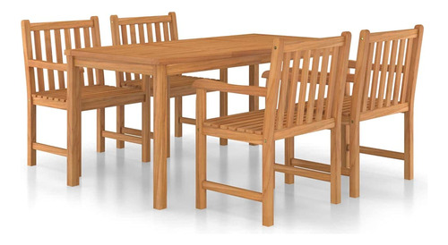 Vidaxl Juego De Comedor De Madera De Teca Maciza De 5/7 Pie.