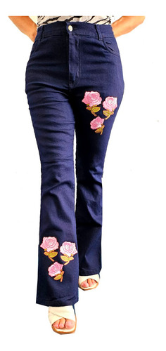 Jeans De Diseño Bordados, Elastizados Talles Grandes