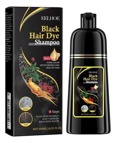 Hair Color Shampoo 3 In 1 Herbal Black Hair Dye