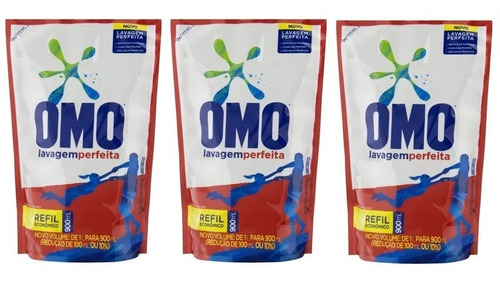 3 Sabão Líquido Omo Lavagem Perfeita Sachê 900 Ml Cada