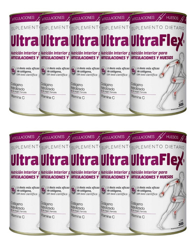 Ultraflex Colageno Hidroalizado X 300 Gr Combo X 10