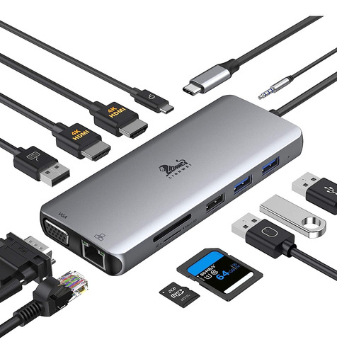 Estacion De Acoplamiento Usb C Con Hdmi 4k Dual, Vga