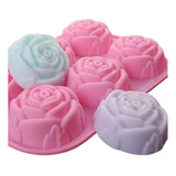 Molde De Silicón Flores Rosas 6 Cavidades Jabones Repostería