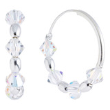 Argolla Swarovski Rombo Grande Aros Aritos Mujer Plata 925