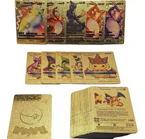 Deck 55 Cartas Pokémon Douradas  Cromadas Especial