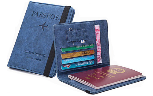 Billetera Pasaporte Viaje Porta Documentos Protección Rfid 