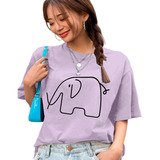 Camiseta T-shirt Moda Gringa Estampada Blogueira Elefante