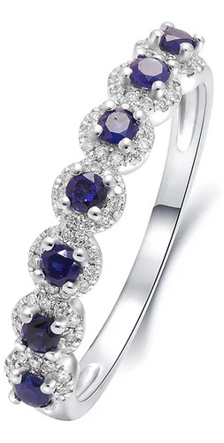 Churumbela De Zafiro Con Moissanita Oro Blanco 18k - D Vvs1