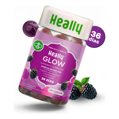 HEALLY | Gomitas de Colágeno 10g Con Vitamina C, D, E, Ácido Hialurónico, Zinc y Manganeso | 72 Gomitas Sin Azúcar | Piel y Articulaciones Con Antioxidantes | Natural y Vegano | Sabor Zarzamora | Meses sin interés