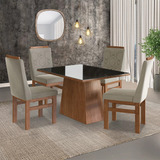 Conjunto Sala De Jantar Mesa 90x120cm T Vidro Com 4 Cadeiras