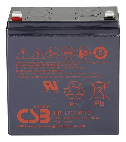 Bateria 12v 5ah Csb Hr1221w F2 No-break Apc Sms Com Garantia
