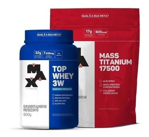 Kit Hipercalórico Mass17500 3kg + Top Whey 3w Max Titanium